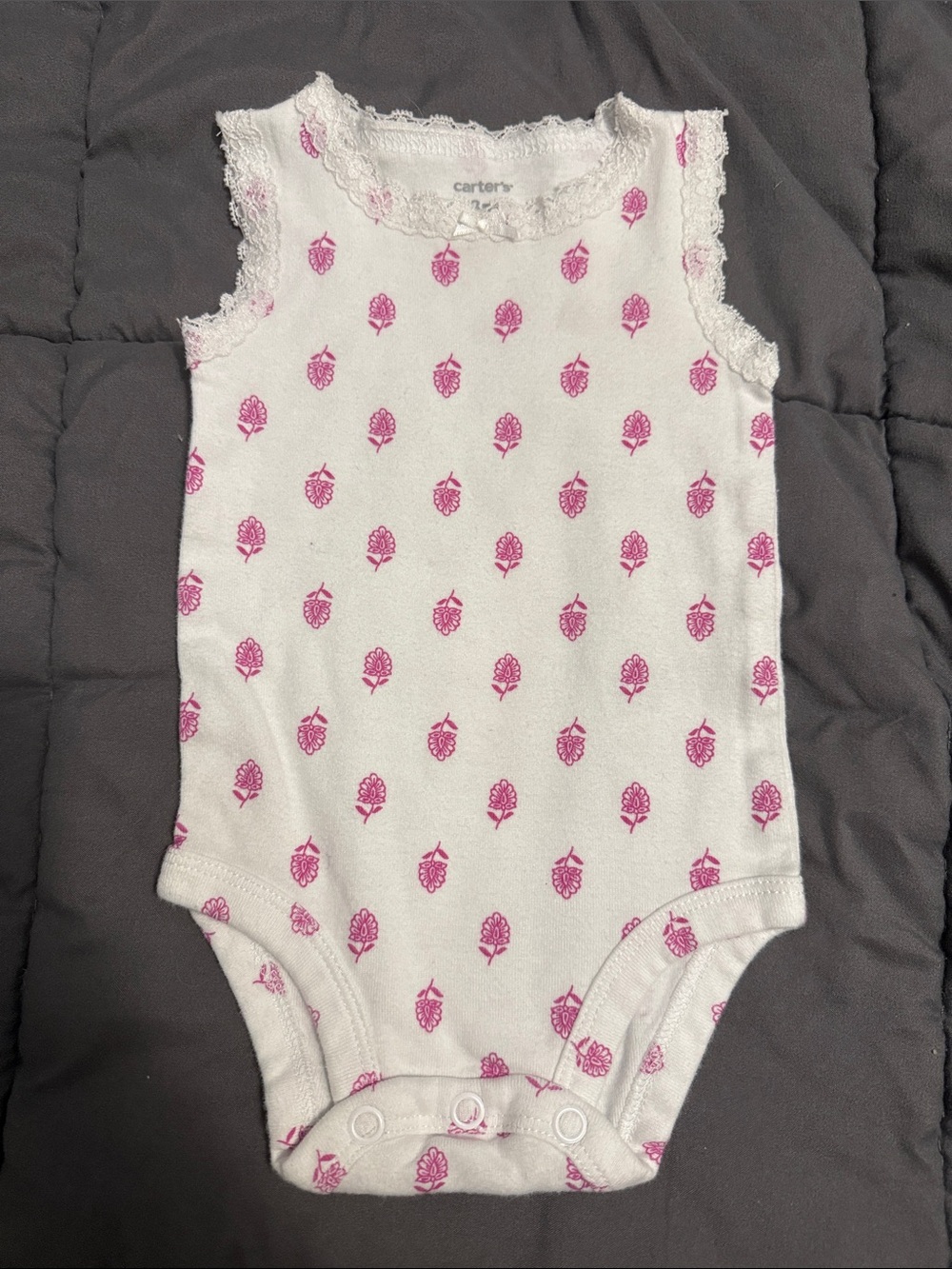Carter's White Sleeveless Floral-Print Baby One-Piece